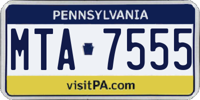 PA license plate MTA7555