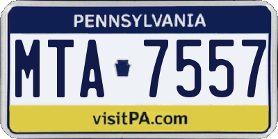 PA license plate MTA7557