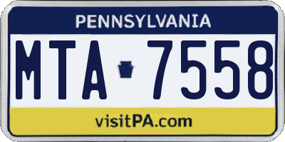 PA license plate MTA7558