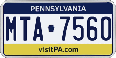 PA license plate MTA7560