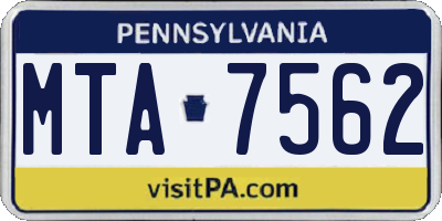 PA license plate MTA7562
