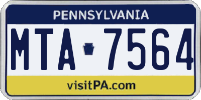 PA license plate MTA7564