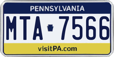 PA license plate MTA7566