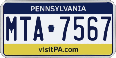 PA license plate MTA7567