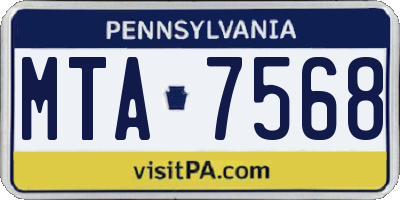 PA license plate MTA7568