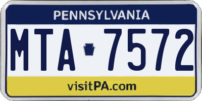PA license plate MTA7572