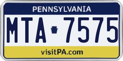 PA license plate MTA7575
