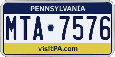 PA license plate MTA7576