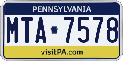 PA license plate MTA7578