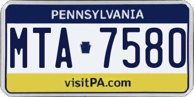 PA license plate MTA7580