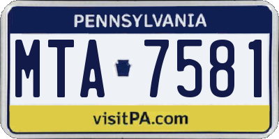 PA license plate MTA7581