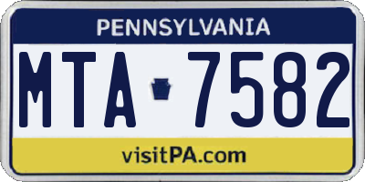 PA license plate MTA7582