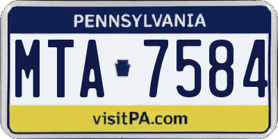 PA license plate MTA7584