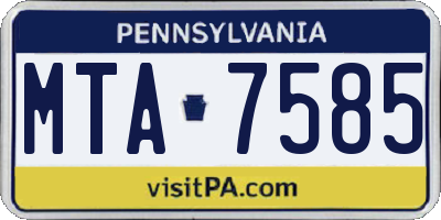 PA license plate MTA7585
