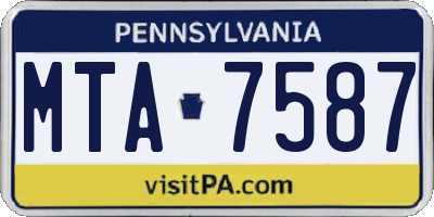 PA license plate MTA7587