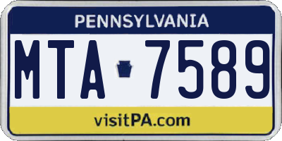 PA license plate MTA7589