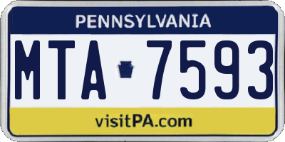 PA license plate MTA7593