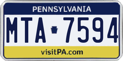 PA license plate MTA7594