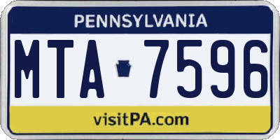 PA license plate MTA7596