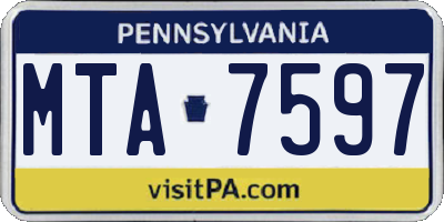 PA license plate MTA7597
