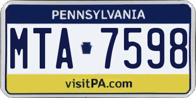 PA license plate MTA7598
