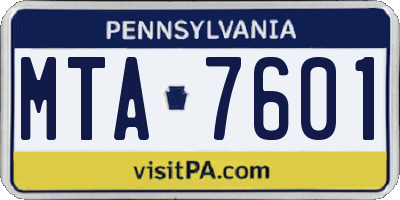 PA license plate MTA7601