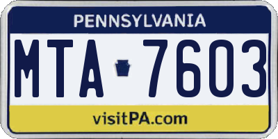 PA license plate MTA7603
