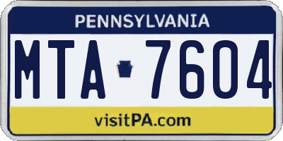 PA license plate MTA7604