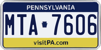 PA license plate MTA7606