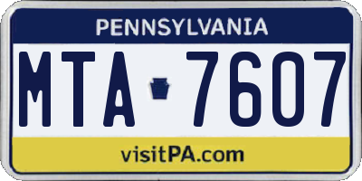 PA license plate MTA7607