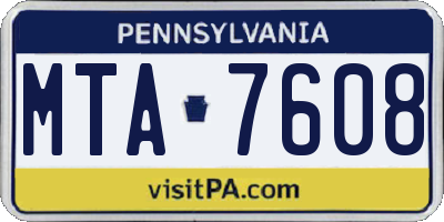 PA license plate MTA7608