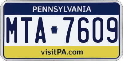 PA license plate MTA7609
