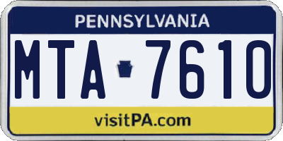 PA license plate MTA7610