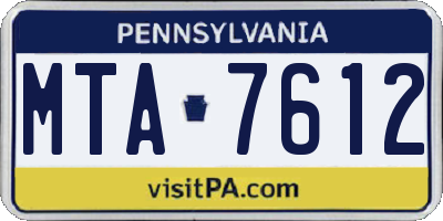 PA license plate MTA7612
