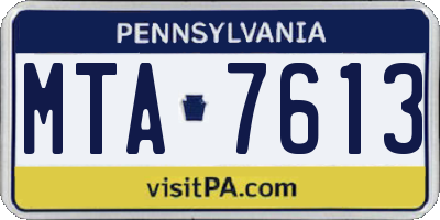 PA license plate MTA7613