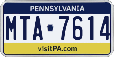PA license plate MTA7614
