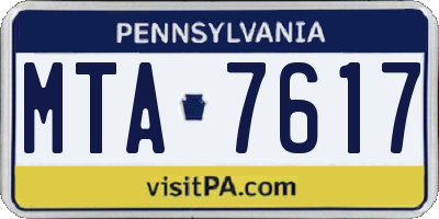 PA license plate MTA7617