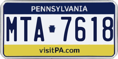 PA license plate MTA7618