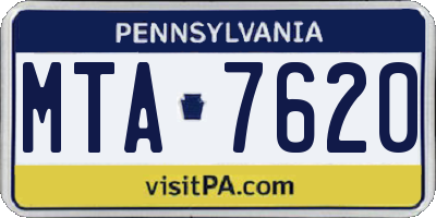 PA license plate MTA7620