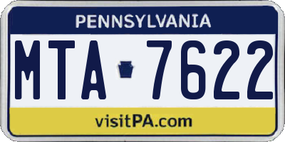 PA license plate MTA7622