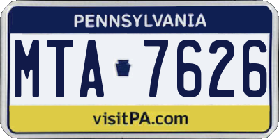 PA license plate MTA7626