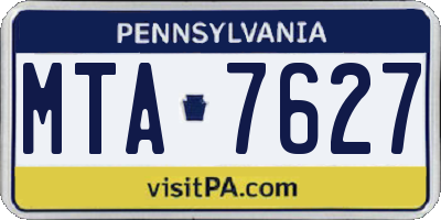 PA license plate MTA7627