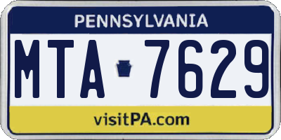 PA license plate MTA7629
