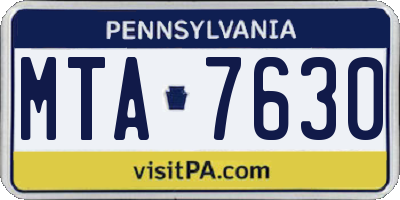 PA license plate MTA7630