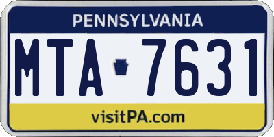 PA license plate MTA7631