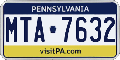 PA license plate MTA7632