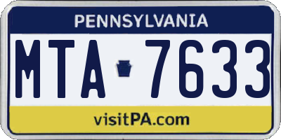 PA license plate MTA7633