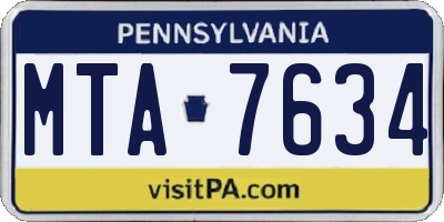 PA license plate MTA7634