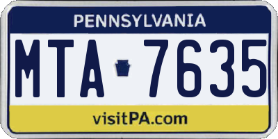 PA license plate MTA7635