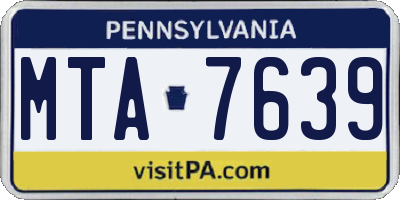 PA license plate MTA7639